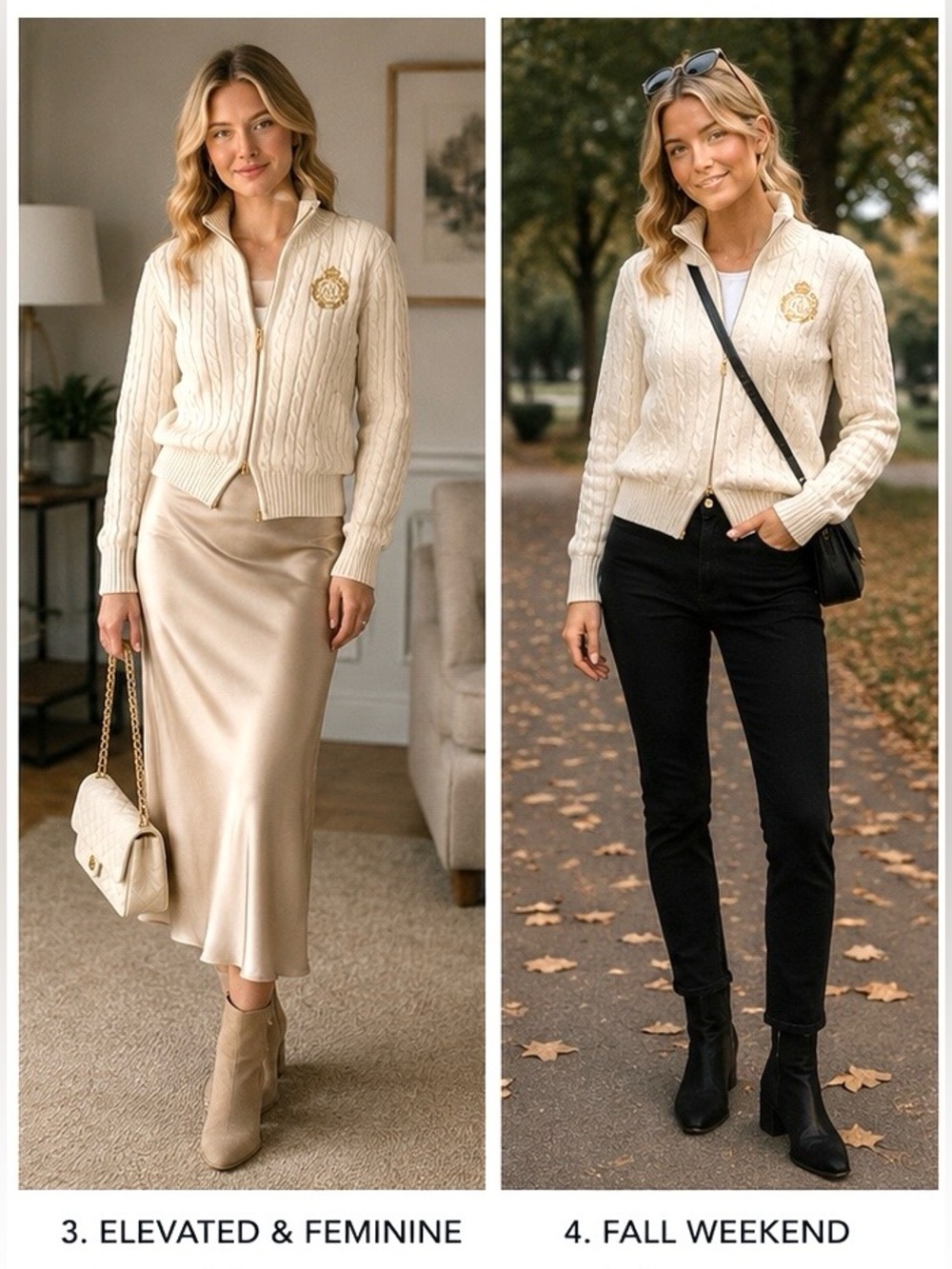 Ralph Lauren Cream Cable-Knit Zip Sweater - Picture 2 of 8